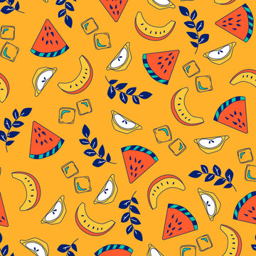 Seamless colorful pattern with fruits.