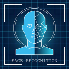 human face recognition scanning system. vector illustration