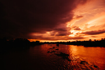 Fototapeta na wymiar Mekong River Sunset in Vietnam