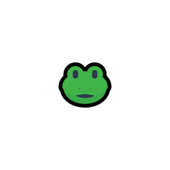 Frog Vector Icon. Isolated Green Tropical Frog Face Illustration 