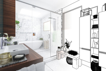 modern bathroom interior - 3d illustration