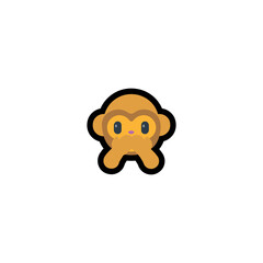 Speak no evil monkey vector icon. Isolated monkey face illustration