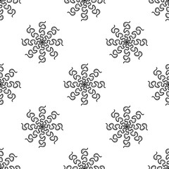Seamless pattern made from doodle abstract snowflakes. Isolated on white background. Vector stock illustration.