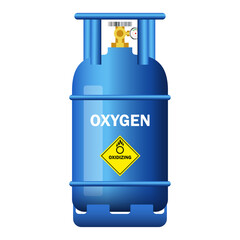 blue oxygen gas cylinder containing isolated on white background. vector illustration