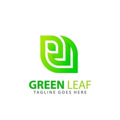 Abstract Letter E Green Leaf Monogram Modern Logos Design Vector Illustration Template Premium