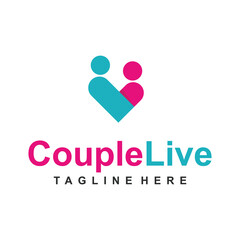 Vector couple logo. Love, support, man and woman together icon, concept