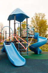 Children's Playground is closed due to pandemic, epidemic. Ban on children's playgrounds. Prevention of covid-19 coronavirus. Fight against virus. Self-isolation mode. Stay at home!