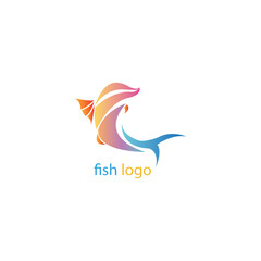 fish logo design isolated colorful illustration template