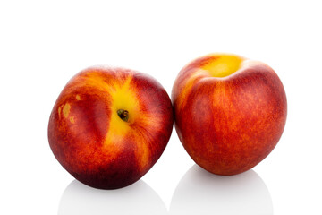 Fototapeta na wymiar Peach. Two peachs on a white background. (Tr - seftali) 