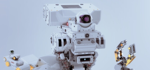 Curiosity robot. Smart multi-functional robot. Close-up 3d rendering