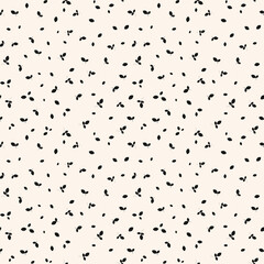 Vector monochrome seamless pattern with small scattered leaves, tiny twigs. Simple minimal botanical background. Black and white botanical wallpapers. Leaf texture. Repeated design for decor, print