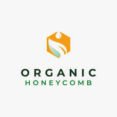 creative and clever organic honeycomb with leaf in negative space logo design inspiration