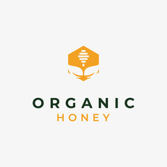 creative and clever organic honeycomb with leaf in negative space logo design inspiration