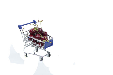 shopping trolley of black berry isolated on white background