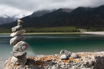 Frozen lake in the morning