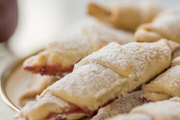 Ready-made fragrant baked cookies bagels with jam for use in recipe illustrations.