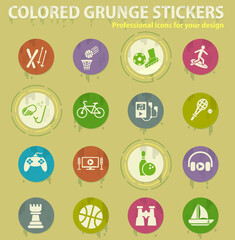 leisure colored grunge icons