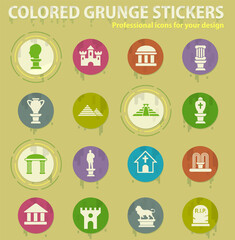 monuments colored grunge icons