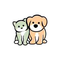 DogyCaty Logo Cartoon Character. Logo template made on Animals or 
pets theme with simple contents. Unique cartoon design for blog, 
hotel, pet shop, veterinary clinic, etc