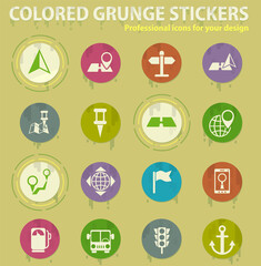 navigation colored grunge icons