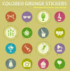 Party colored grunge icons