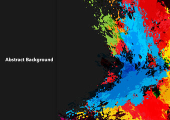 abstract vector splatter multicolor design on black color background. illustration vector design