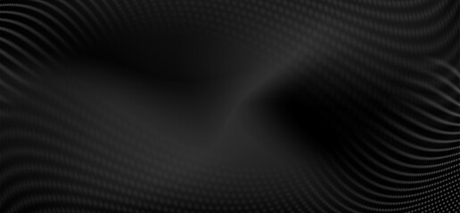 Abstract. Digital wavy doted black background. Technology concept. vector.