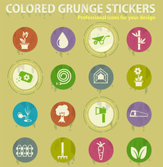 Fototapeta premium plants colored grunge icons