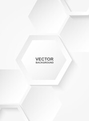 Abstract. Hexagon white background, light and shadow. Vector.