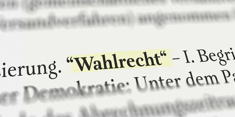 Wahlrecht im Buch mit Textmarker markiert