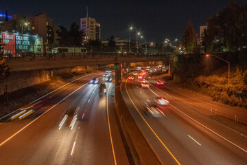 Fototapeta na wymiar Downtown night traffic