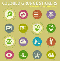 settings colored grunge icons