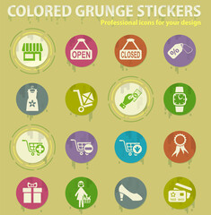 shopping and e-commerce colored grunge icons