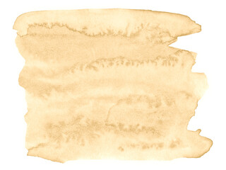 Obraz premium Beige watercolor, pastel background with clear borders and natural splashes. Sand color watercolor brush stains. Copy space.