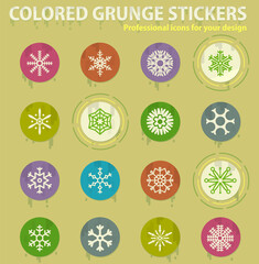 snowflakes colored grunge icons
