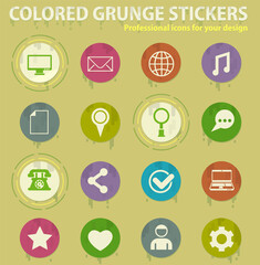 social media colored grunge icons