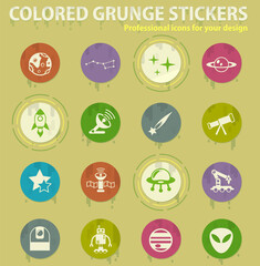 space colored grunge icons