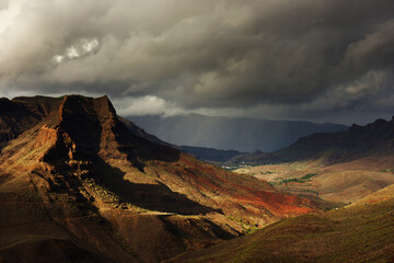 Stormy weather over Natural Park of Pilancones in Gran Canaria, Canary Islands, Spain