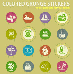 travel colored grunge icons