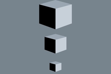 illustration three cube with black shadow
