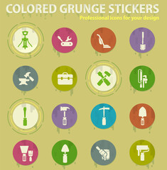 Work tools colored grunge icons