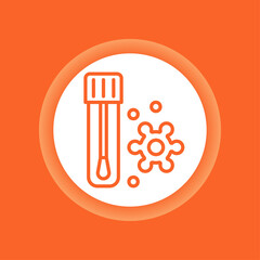 Laboratory tube with saliva test color button. Check on disease Coronavirus. Healthcare icon. Pictogram for web page, mobile app, promo. Editable stroke.