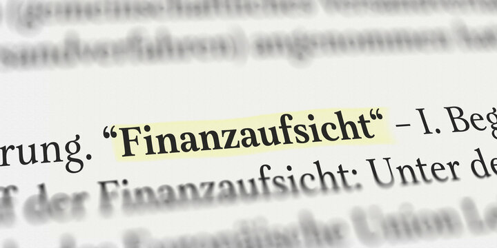 Finanzaufsicht im Buch mit Textmarker markiert