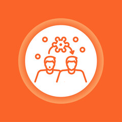 Spread of coronavirus color button. Respiratory transmitted icon. Pandemic COVID-19. Pictogram for web page, mobile app, promo. Editable stroke.