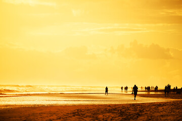 Sunset walk on Playa del Ingles in Gran Canaria, Spain, Europe