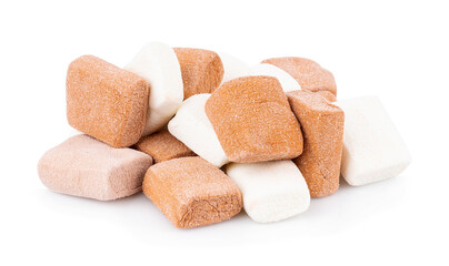 Closeup marshmallows on white background