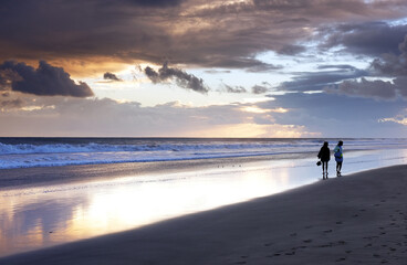 Naklejka premium Sunset light over Playa del Ingles in Gran Canaria, Spain