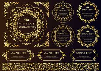 vintage ornament set. borders and frames. 