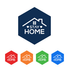 Stay At Home Text Under House Roof.