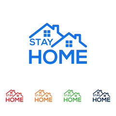 Stay At Home Text Under House Roof.